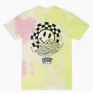 NEFF Happy Face Wave 2 Cream Red Green Tie Dye 100% Cotton Tee Shirt